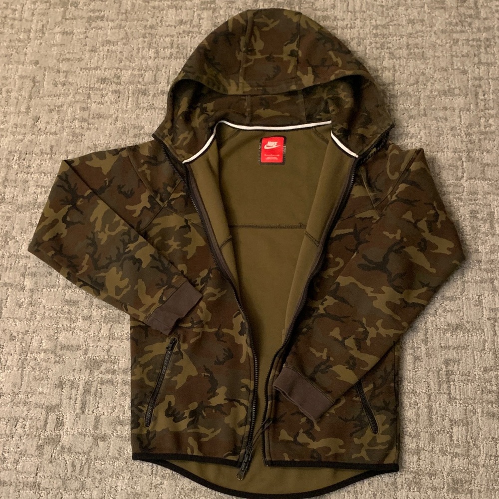 Nike Kids Camo Hoodie - Olive and Brown